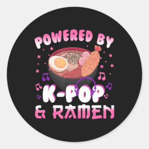 Powered by Kpop und Ramen Kpop Kawaii Anime Gift G Runder Aufkleber