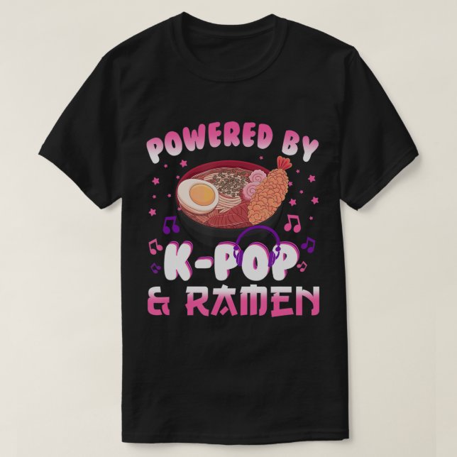 Powered by Kpop und Ramen Kpop Kawaii Anime Gift G T-Shirt (Design vorne)