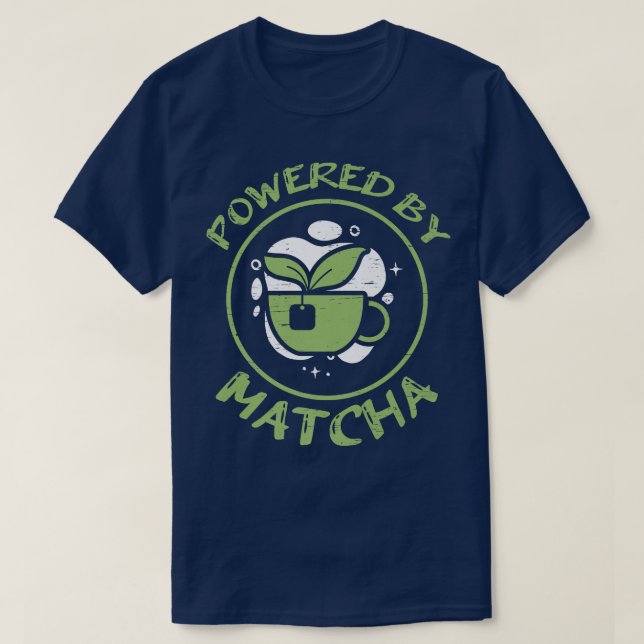 Powered by Matcha Bubble Tea Matcha Premium T-Shirt (Design vorne)