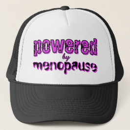 Powered by Menopause 4Trucker Hat, weiß und schwar Truckerkappe