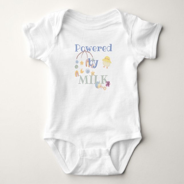 Powered by milk - mobile rattle  baby strampler (Vorderseite)