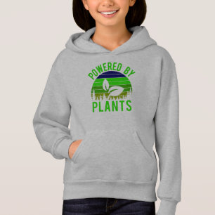Powered by Pflanze Funny Green Vegan Vintag Sunset Hoodie