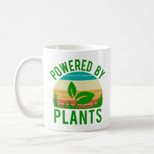 Powered by Pflanze Funny Green Vegan Vintag Sunset Kaffeetasse