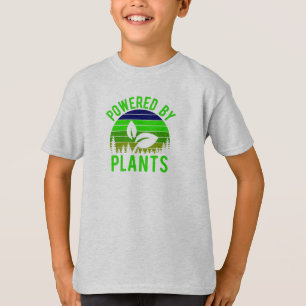 Powered by Pflanze Funny Green Vegan Vintag Sunset T-Shirt