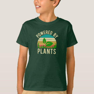 Powered by Pflanze Funny Green Vegan Vintag Sunset T-Shirt