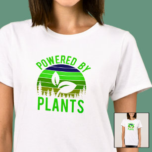 Powered by Pflanze Funny Green Vegan Vintag Sunset T-Shirt