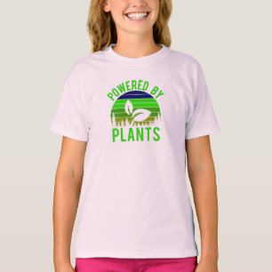 Powered by Pflanze Funny Green Vegan Vintag Sunset T-Shirt