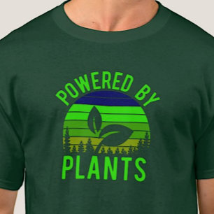 Powered by Pflanze Funny Vegan Green Vintag Sunset T-Shirt