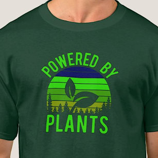 Powered by Pflanze Funny Vegan Green Vintag Sunset T-Shirt