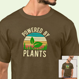 Powered by Pflanze Funny Vegan Vintag Sunset T-Shirt