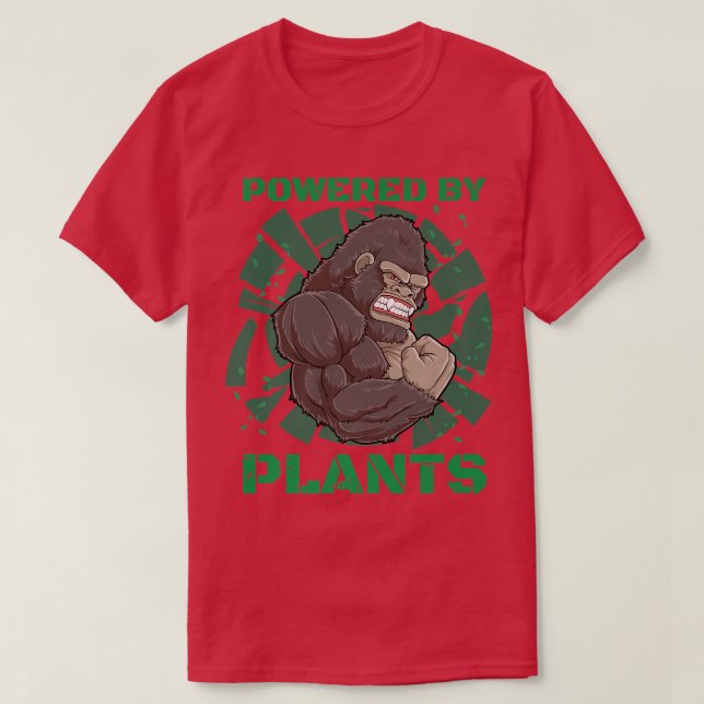 Powered by Pflanze Gorilla Vegane Fitness T-Shirt (Design vorne)