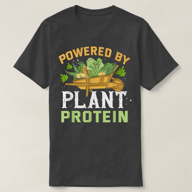 Powered by Pflanze Protein Meme Vegane Pflanze Pow T-Shirt (Design vorne)