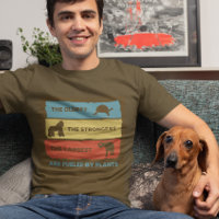 Powered by Pflanze Vegan Vegetarian Retro T - Shir
