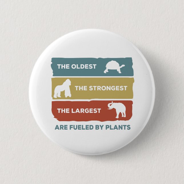 Powered by Pflanze Vegane Tiere gespeist Button (Vorderseite)