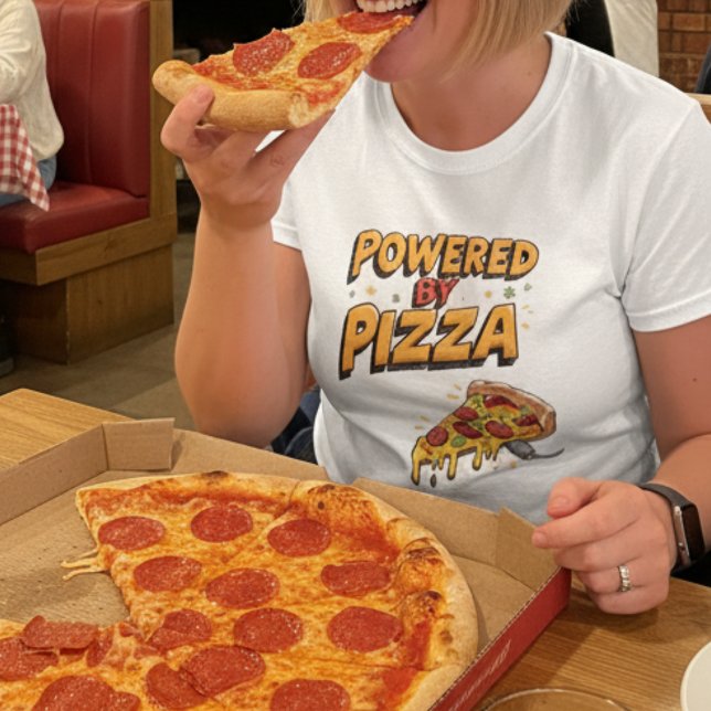Powered by Pizza Funny Feinschmecker Graphic T-Shi T-Shirt (Von Creator hochgeladen)
