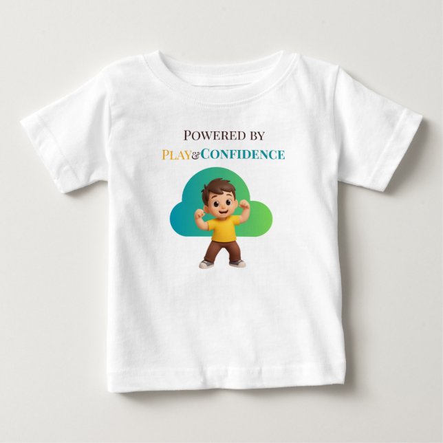 Powered by Play and Confidence Baby T-shirt (Vorderseite)