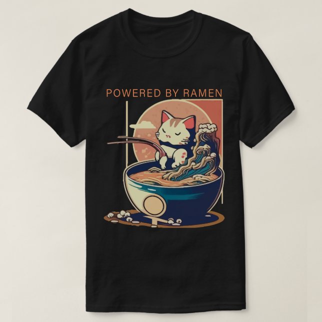 Powered by Ramen Cat T-Shirt (Design vorne)