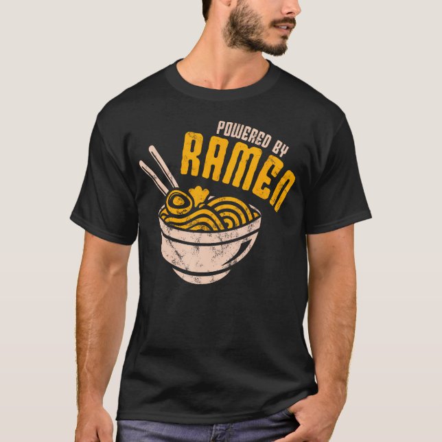 Powered by Ramen japanische Liebe Anime Noodles T-Shirt (Vorderseite)