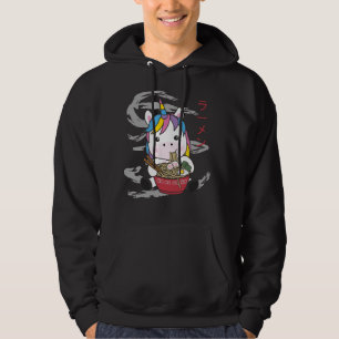 Powered by Ramen Niedlich Unicorn Eats Ramen Hoodie