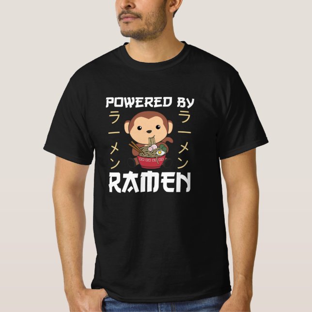 Powered by Ramen Sweet Monkey Eats Ramen T-Shirt (Vorderseite)