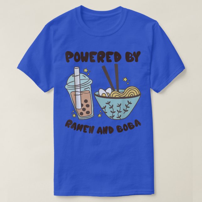 Powered by Ramen und Boba Tea japanische Nahrungsm T-Shirt (Design vorne)
