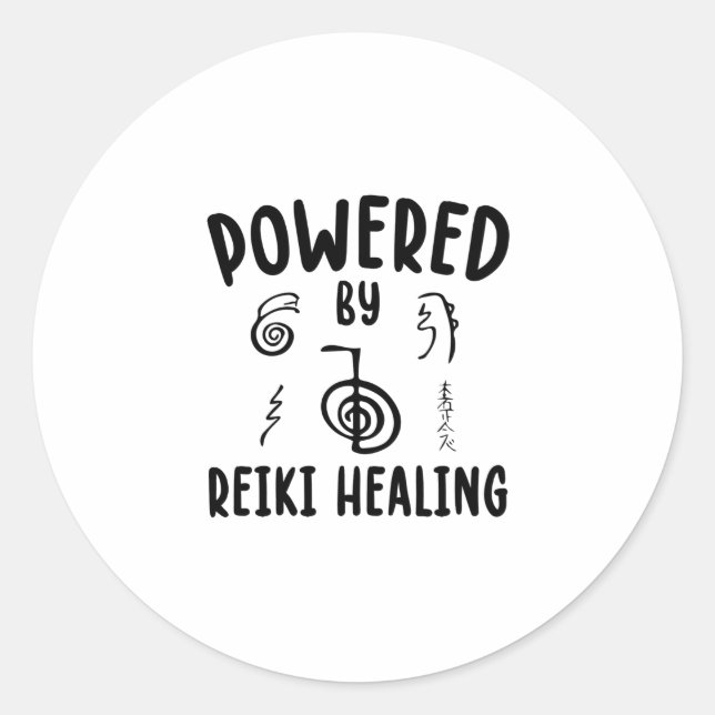 Powered by Reiki Healing | Geschenkideen Runder Aufkleber (Vorderseite)