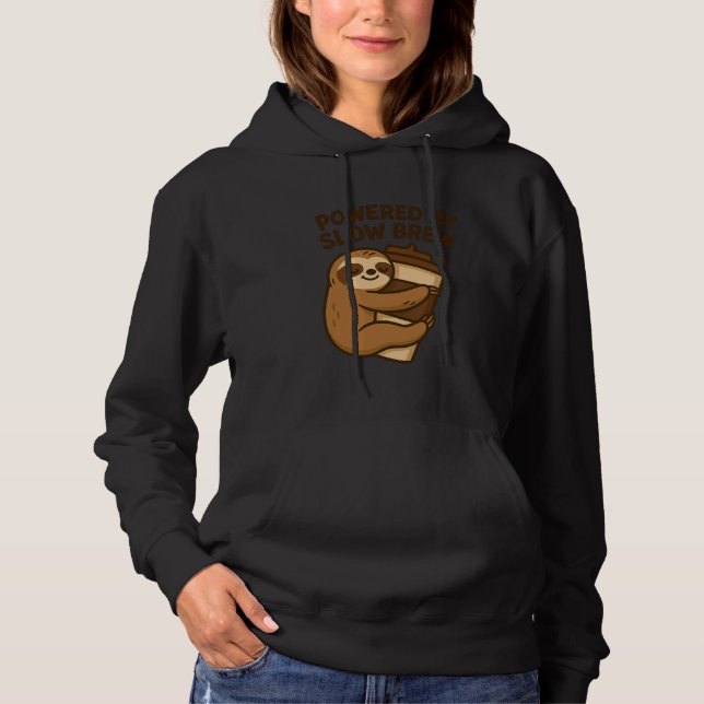 Powered by Slow Brew Funny Caffeine Lazy Sloth Cof Hoodie (Vorderseite)