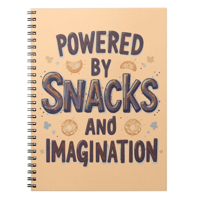 Powered by Snacks Imagination Funny Food Quote Typ Notizblock (Vorderseite)