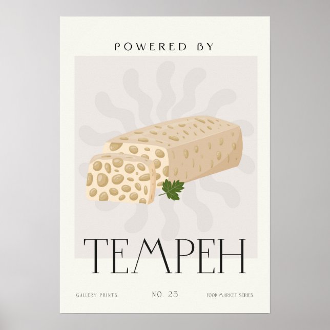 Powered by Tempeh Plant Based Kitchen Decor  Poster (Vorne)