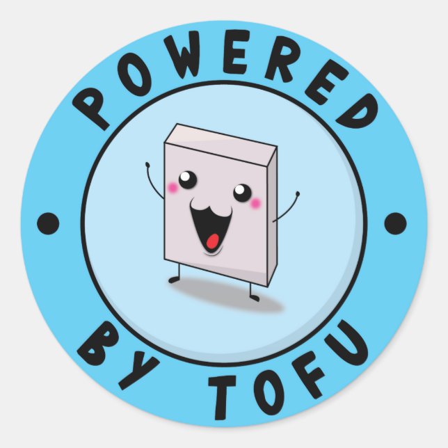 Powered by Tofu Runder Aufkleber (Vorderseite)