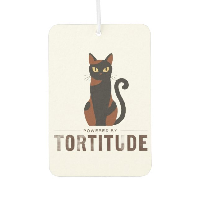 Powered by Tortitude Funny Cat Air Freshener Autolufterfrischer (Vorderseite)