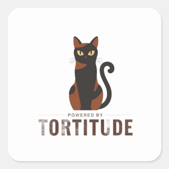 Powered by Tortitude Funny Cat Sticker (Vorderseite)
