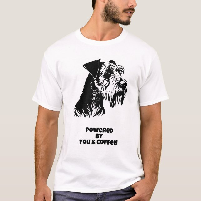 Powered by You & Coffee! Funny Dog T-Shirt (Vorderseite)