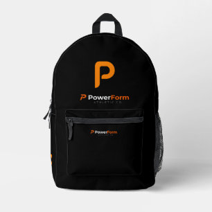 PowerForm Athletic Icon Schwarze Sporttasche Bedruckter Rucksack