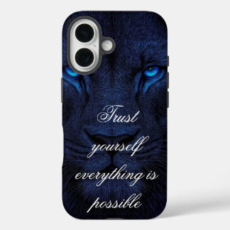 Powerful Blue Lion Motivational iPhone Wallpaper iPhone 16 Hülle