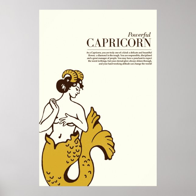 "Powerful Capricorn" Niedliche und Coole Zodiakkun Poster (Vorne)