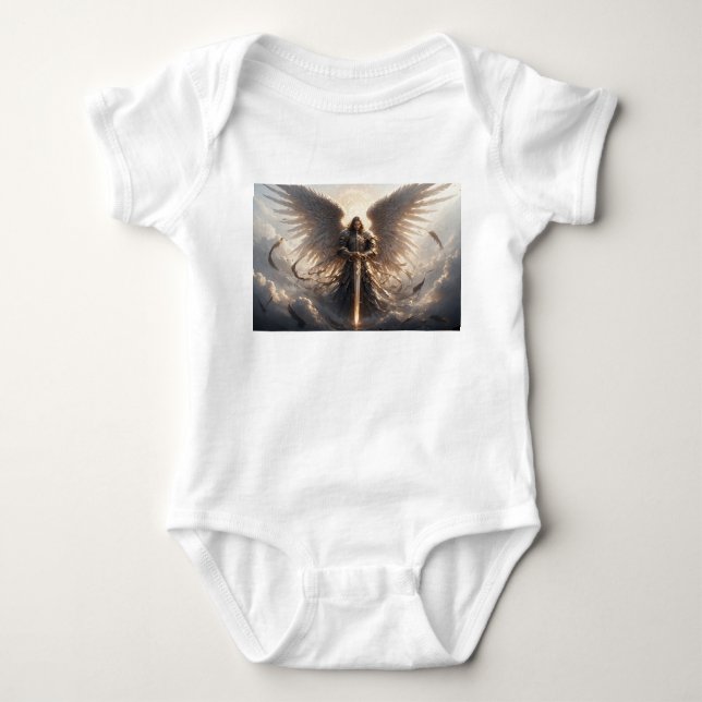 Powerful St Michael the Archangel Baby Jumper Strampler (Vorderseite)