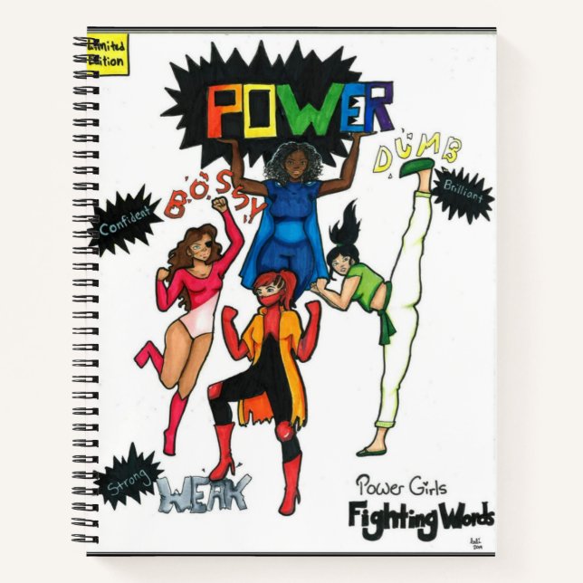 PowerGirls_Fighting Words Notizbuch (Vorderseite)