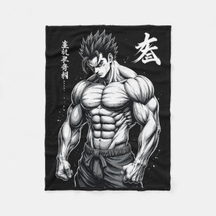 Powerlifter Japanischer Anime Style Muscle Bodybui Fleecedecke