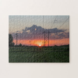Powerline Sunset Landscape Puzzle
