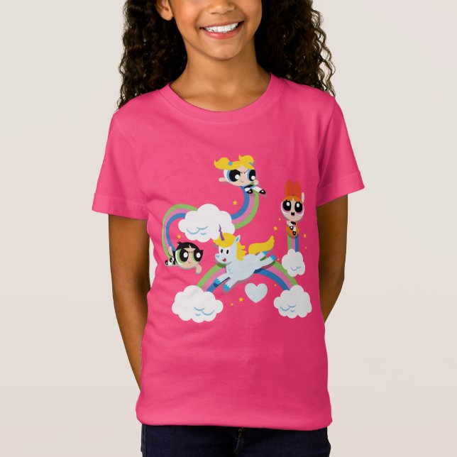 Powerpuff Girls & Donny Rainbow Pattern T-Shirt (Vorderseite)