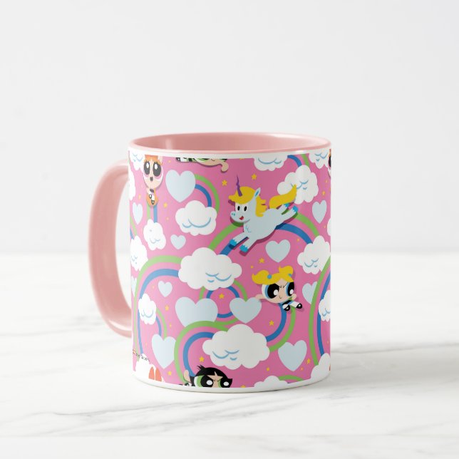 Powerpuff Girls & Donny Rainbow Pattern Tasse (Vorderseite Links)