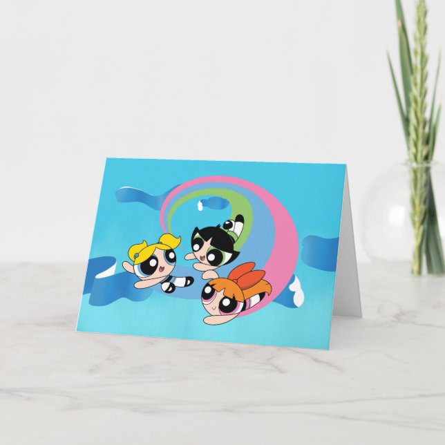 Powerpuff Girls fliegen durch den Himmel Karte (Vorderseite)