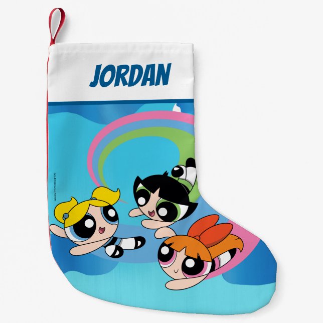 Powerpuff Girls fliegen durch den Himmel Kleiner Weihnachtsstrumpf (Vorderseite)