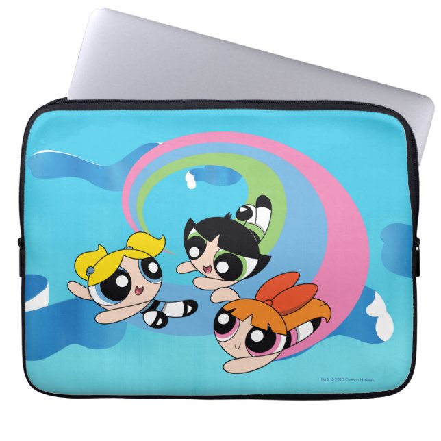 Powerpuff Girls fliegen durch den Himmel Laptopschutzhülle (Vorderseite)