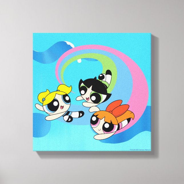 Powerpuff Girls fliegen durch den Himmel Leinwanddruck (Vorderseite)