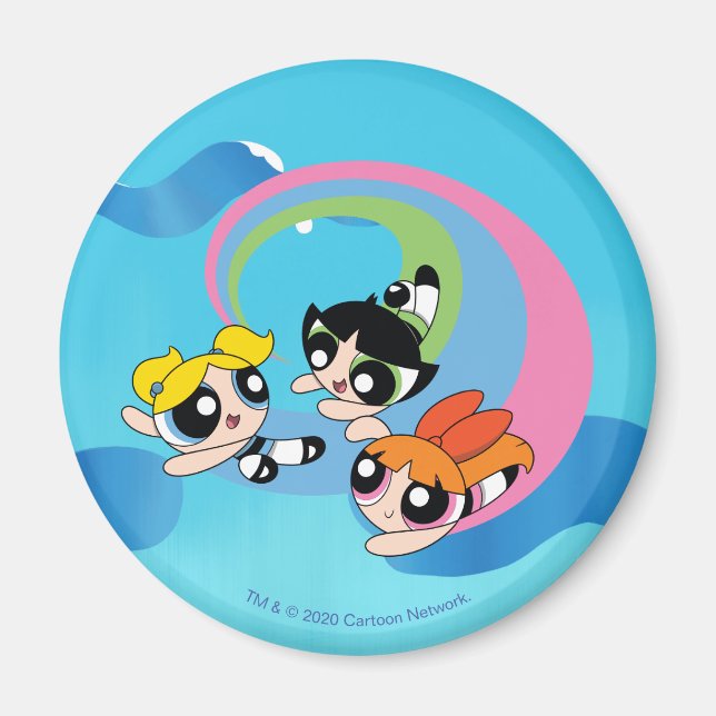 Powerpuff Girls fliegen durch den Himmel Magnet (Vorne)