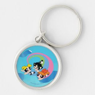Powerpuff Girls fliegen durch den Himmel Schlüsselanhänger