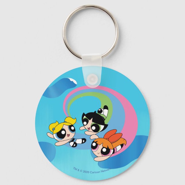 Powerpuff Girls fliegen durch den Himmel Schlüsselanhänger (Vorderseite)