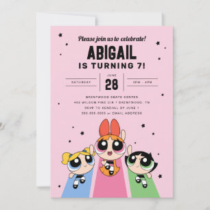 Powerpuff Girls Geburtstag - Rosa Einladung